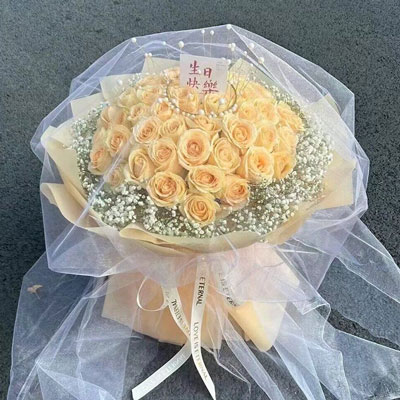 宿迁52朵香槟玫瑰满天星，你就是我的全部
