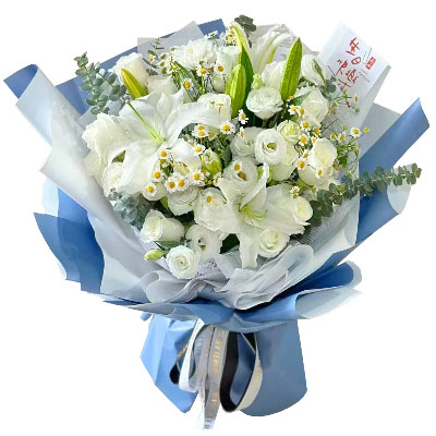 宿迁11朵白玫瑰桔梗百合，爱永恒不息