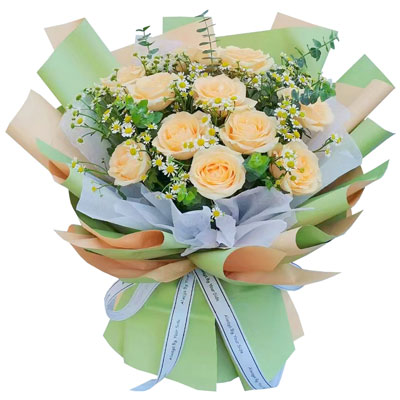宿迁11朵香槟玫瑰洋甘菊，爱温暖幸福