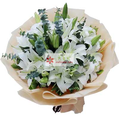 宿迁9支白色多头百合，祝福你幸福